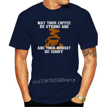 силно кафе понеделник подарък тениска мъжете Дизайн С Къс Ръкав Основни Твърди Графични модни летни Снимки тениска