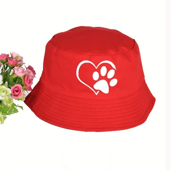 Куче Котка Лапа Сърцето Любов Aniaml Шапки Кофа Лято поп Жените и Мъжете рибар шапка Отворен чадър, шапка риболов шапка