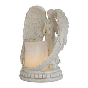 Молящийся Ангел Свещник Домашно Изкуство Статуя на Ангел и led свещ беспламенная пластмасов led свещ се моли да се лекува комфорт защита