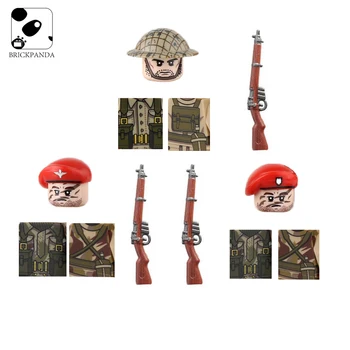 WW2 Военни Войници Британски Немски САЩ Строителни Блокове Фигурки Аксесоари Армейское Оръжие Въздух-Въздушна Дивизия Тухлени Комплекти Играчки