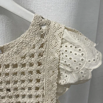 Нов 2021 Za Дамска Блуза с V-образно деколте Кухи плетене на една Кука Свободни Ръкави, Без Ръкави Годишният Топ Blusas Ropa De Mujer