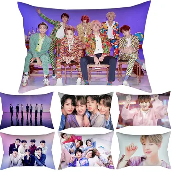 Kpop Star Bangtan Boys Print Plain Pillowcase Cover Chair Seat JK SUGA JINMIN ДЖИН V Print Square Pillowcase Case Cushion Home