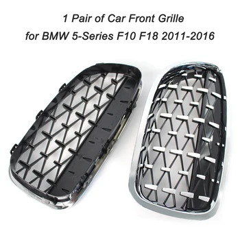 2 елемента Автомобили Предна Решетка Състезателна Предна Спортна Решетка Лъскава Черна Двойна Планк Бъбречна Решетка за BMW 5-Series F10 F18 2011-2016