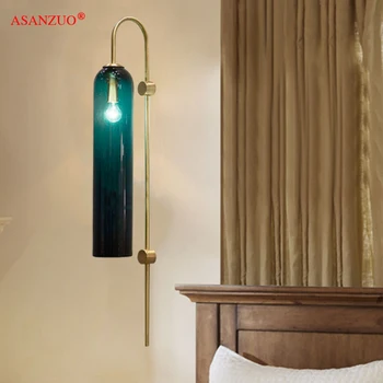 Nordic postmodern монтиран на стената лампа творчески ивица дневна спалня ночники стъклена лампа