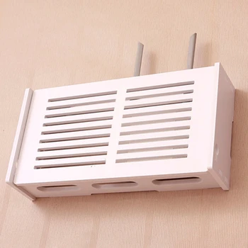 Кутия За Съхранение на Безжичен Wi-Fi Рутер, с монтиран на стената Plug Борда Скоба Кабелен Органайзер PVC Панел Полк Начало Декор Средно Голям Размер
