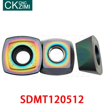 10ШТ SDMT120512 SDMT 120512 Твердосплавная поставяне на Бърза подаване фрезоване поставяне на смилане инструмент струг част от CNC Метален струг инструмент за ASRF