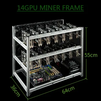 Сървър Миньор Case 16 GPU Aluminum БТК Mining Rig Rack Stackable Open Air Frame For Ethereum Mining ETH ETC Bitcon XMR Chassis