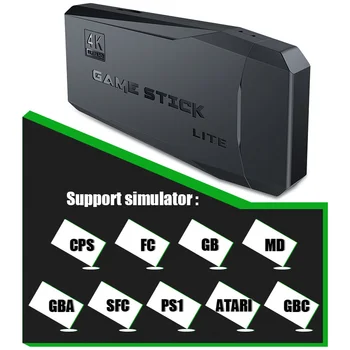 Вграден 10000 игри 4K Игра Stick TV Video Game Console 2.4 G Безжичен контролер за ретро-конзоли PS1/SNES 9 Emulator