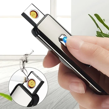 Открит на Околната Среда Новия USB Зареждане на Запалката на Двустранен Запалка Ветрозащитный Беспламенные Електронни Запалки Няма Газ