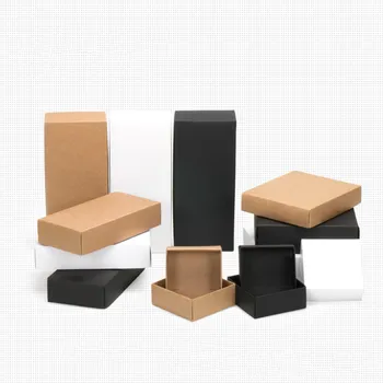 10шт Крафт-хартия картонена кутия голям подарък кутия черно-бял подарък кутия капак картонена хартиена кутия голяма опаковъчна хартия скоростна козметична опаковка