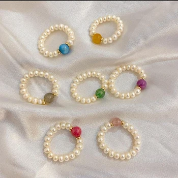 INS стил на Естествен Камък, Пръстени за жени в Залагания Мода Регулируема рожден Ден Барти Подаръци Чар самоличността на Crystal Ring
