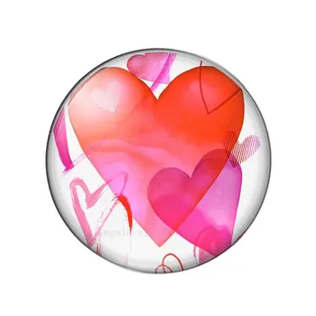 Червен Любов Сърцето Модели Изкуството на Рисуване на Сърцето 12 мм/14 мм/18 мм/20 мм/25 мм Кръгла снимка стъкло кабошон демо плоска задния панел, което Прави изводи