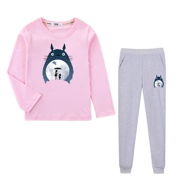 Aimi, lakana child Totoro 2 бр. костюми с дълъг ръкав тениска с панталон момиче пролет есен комплекти дрехи детски памучни костюми