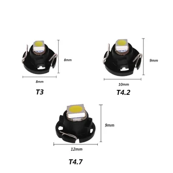 10ШТ Led Лампа T3 T4.2 T4.7 Автомобилна Крушка 12V Auto Interior Central Control Light Instrument Светлини