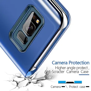 Smart Mirror Case За Samsung Galaxy A42 A12 A32 A52 Луксозна кожена флип-надолу поставка Калъф за телефон Galaxy A72 A02S А02 на Корпуса Cases