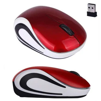 Сладък Миниая Безжична Оптична Мишка 2.4 GHz Мишката Компютърно Бюро с Ергономичен дизайн Тих, За PC Аксесоари За Лаптоп Червен