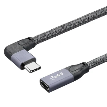 Ъгъл 90 градуса USB3.1 USB C удлинительный кабел 20 cm Type-c мъжкия към женския удлинителю с кабел braide hith speed 10Gbps