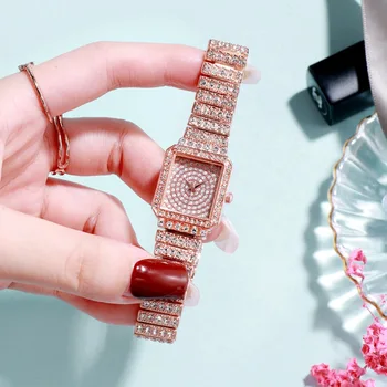 Нови дамски часовници Starry sky diamond неръждаема стомана, кварцов часовник, модни дамски бижута часовници relogio feminino