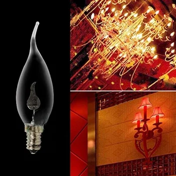 Edison Мигащи Flame LED Свещ Bulb E14 E27 Lighting Старомодна 3W AC220V Задна Светлина Ретро Декоративна Лампа энергосберегающая