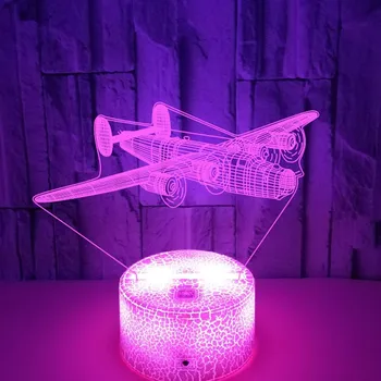 Самолет 3d Лампа Илюзия Led нощна светлина за Съня на Бебето Спалня Нощна Лампа за Детска Стая Украса на Момче, Подарък За Рожден Ден