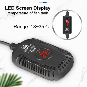 50W/ 100W /150W LED Screen Displays Aquarium Fish Tank LED Heater 18-35 Градуса Регулируем Потопяема Термостат