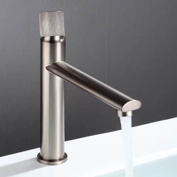 BAKALA Matt Black & Gold Rose Faucet Brass Bathroom Basin Faucet Knurling Design Deck Mounted Water Mixer Tap Brushed Gold