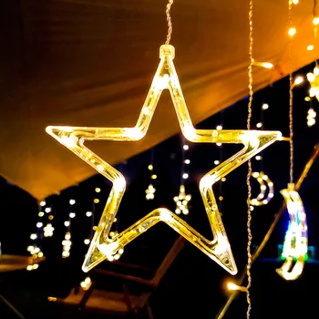 Слънчевата led Коледна Фея Струнни Светлини Открит Нова Година Гирлянда Завеса слънчева Лампа Празнична Украса За Дома Прозореца на Спалнята
