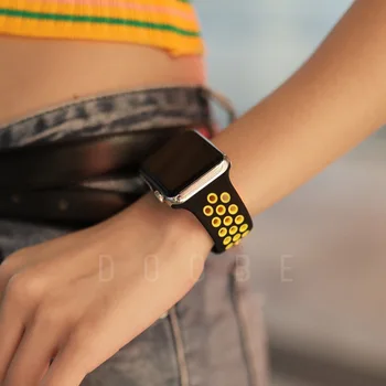 Силиконов ремък за Apple Watch Band 44 мм 40 мм 42 мм, 38 мм и Дишаща спортен гривна Apple watchbands за iWatch series 6 5 4 3 se