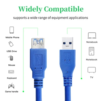 USB удължителен кабел USB 3.0 Кабел за Smart TV, PS4 Xbox Tablet Male to Female Transfer Продължавам Data Cord 0.3 m 0.6 m 1 m 1.5 m
