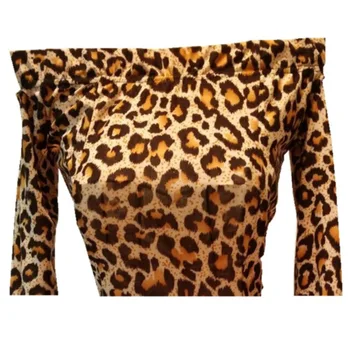 Дамски Леопардовые Рокли 2021 Лято Сексуално с Рамо Bodycon Party Club Dress Леопард С Дълъг Ръкав Мини Женствена Рокля Vestido