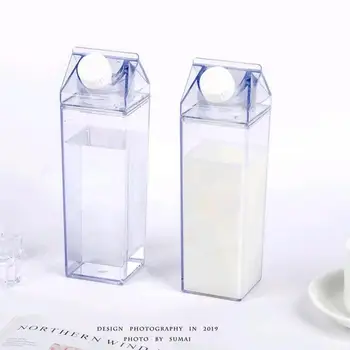 Прозрачна Пластмасова Чаша За Вода Множество Квадратна Кутия За Мляко Във Форма на Бутилката Със Сок, За Плодов Чай R4N3