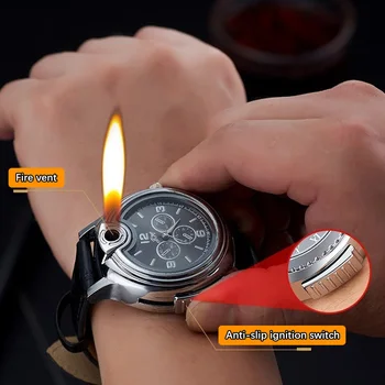 Часовници Стил Метал Открит Огън Запалка Творчески Мъжки Спорт Открит Пламък Часовник Запалка Нагревателен Проводник Регулируема Encendedor