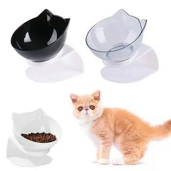 No-Slip Cat Bowl Tilt Raised Cat Anti-Рвотная Консумация на храна Ясла За хранене С Вдигната поставка За Купата на Котки Пет Water Bowl