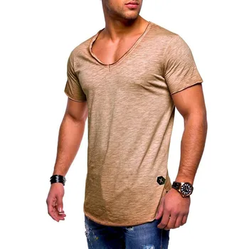 Мъжки потници Тениски Печалба Дълбоко V-образно деколте с къс ръкав мъжка тениска Slim Fit тениска мъжете Кльощава ежедневни летни тениски camisetas размер 3XL