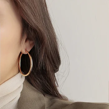 2021 Нов Голям Кръг Кръг на Обръч Обеци за Жени на Корейската Мода Изявление Златен Пънк Чар Обици Висулки Партия Бижута
