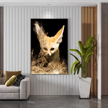 Animal Wall Art Fox Forest Платно Живопис Creative Poster Nordic Popular Indoor Home Decoration Стенопис(No Frame)