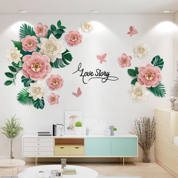 [shijuekongjian] Цветя Стикери За Стена DIY Растения Стикери За Стена за Хол и Детска Спалня, Кухня с Аксесоари за Декорация на Дома
