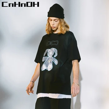 CnHnOH Нов прием на Тениска Homme Instagram Мъжки тениски Извънгабаритни Топ Облекло Тениска Карикатура Зайо на Печатни 9612