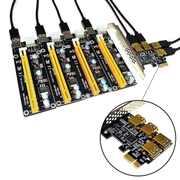 PCI-E to PCI-E Adapter 1 Turn 4 PCI-Express Slot, 1x to 16x USB 3.0 Mining Special Странично Карта PCIe Converter for БТК Миньор Mining