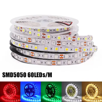 5M LED Strip 5050 5054 2835 RGB Led Light Strip 12V 60LEDs/M Гъвкава Led Лента Light Waterproof 300LEDs Ribbon Diode Home Decor
