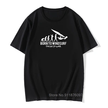 Нови Потници и Тениски, които са Родени За Уиндсърфинг Еволюцията на Върховете Тениски Мъжка Тениска 3D Harajuku Ретро Мъжка Тениска Козметична Негабаритная Тениска