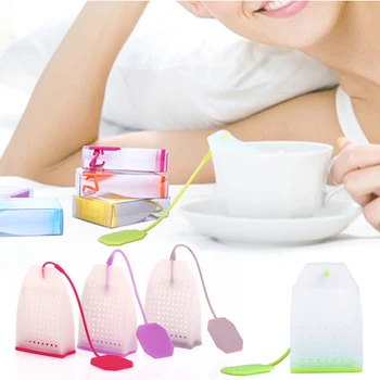 1бр Силикон Чай Infuser Bag FineGood за Многократна употреба Безопасни Губим Листни Пакетчета чай Цедка Филтър За Чай Прибори Случаен Цвят