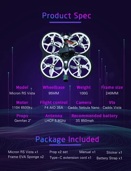 HOMFPV MicronRS Cinewhoop Dji HD95MMRacing Drone frame camera Racing Drone RC Quadcopter/Cadx Мъглявина Nano Camera Caddx Vista VTX