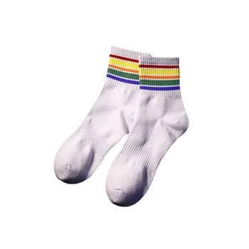 Модерен мъжки Чорапи Хип Хоп Памук с Преливащи се цветове Ленти Класически Топъл Прилив на Случайни Harajuku Смешно Поп Корейски Чорапи skarpetki meskie Сокс