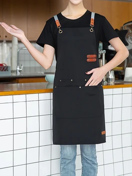 Нова мода водоустойчив платно мъжки кухненска престилка готвач работна престилка барбекю ресторант бар кафе маникюрная студио униформи
