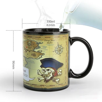 Творческа Pirate карта на съкровище, промяна на Цвета, чаши,персонални форма за Офис Кафе Чаша мляко,Промяна на цвета на Чаша Изненадан Подарък