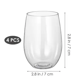 4шт Небьющийся Пластмасова Чаша за вино Небьющийся PCTG за многократна употреба Прозрачен Плодов Сок, Бира, Чаши Чаша на Чаша за вино