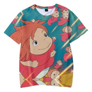 2021 Гореща разпродажба Аниме Ponyo on the Cliff 3d Печатна Тениска Мода Harajuku Стил С Къс Ръкав Тениска Унисекс Oversize Top