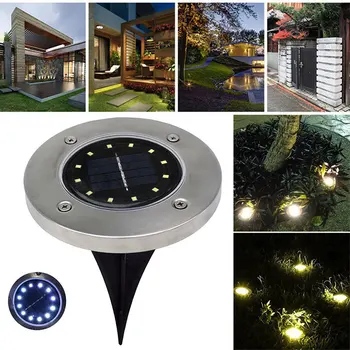 1pcs 12 LED Buried Light Ground Лампа Eco-Friendly Solar Power Path Way Street Outdoor Landscape Light for Garden