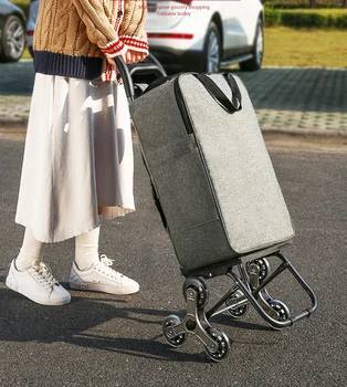 Нова количка количка на колела Жена кошница Сгъваема кошница за пазаруване възрастните се качват по Стълбите Трейлър Преносима количка, чанта за пазаруване